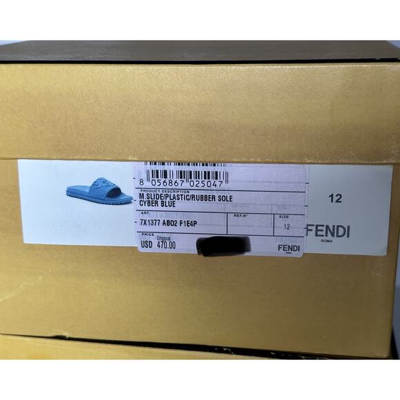 NIB $460 Fendi Men\'s FF Rubber Slide Sandals Cyber Blue 13 US/12 UK Italy 7X1377 main image 9